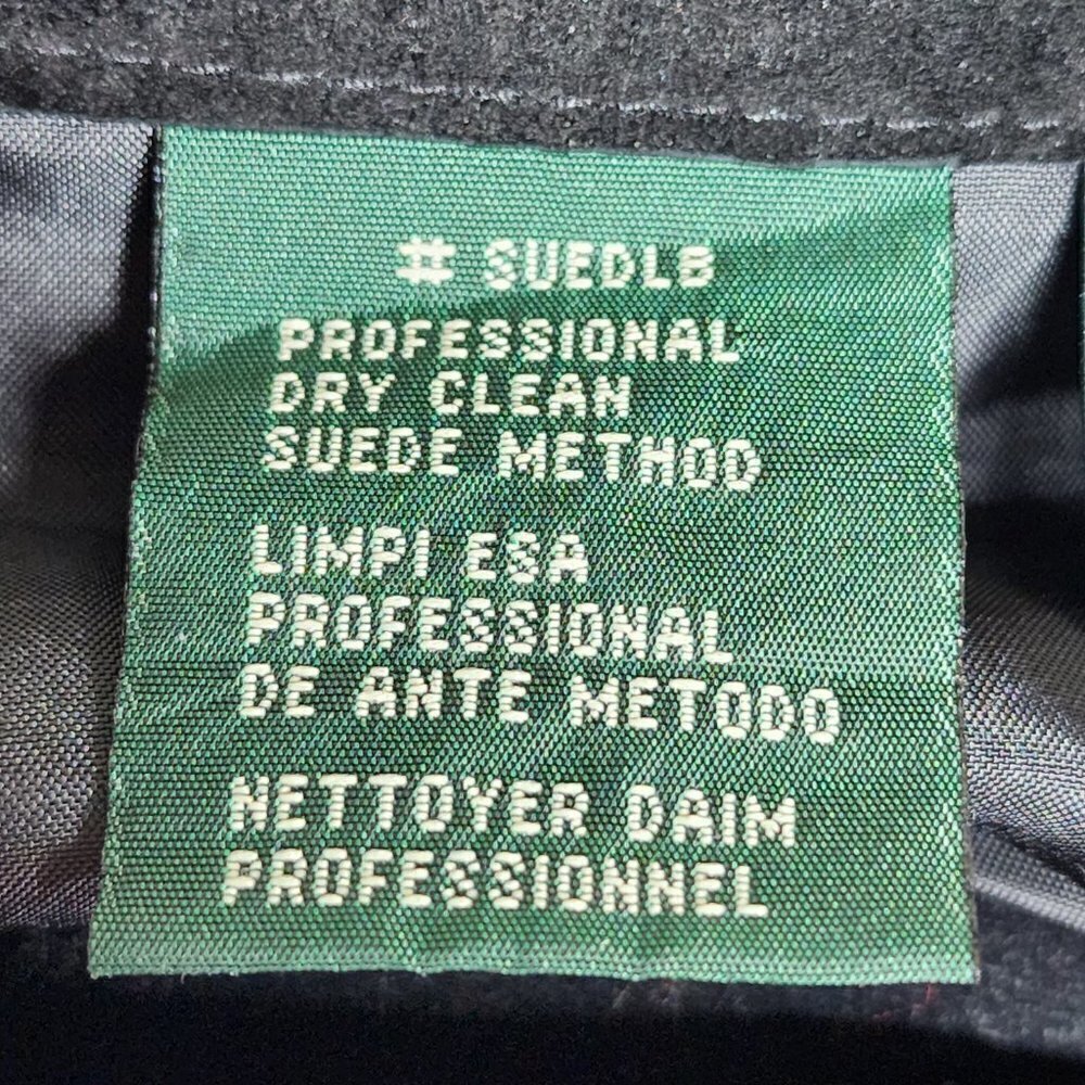 LAUREN Ralph Lauren 100% Suede Black Midi Skirt Academia Boho Western, sz 14 - Picture 7 of 11